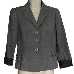 Tahari Charcoal Blazer with Black Accents